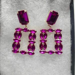 Crystal Rectangle Geometric Dangle Earring